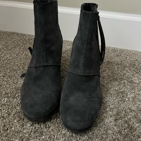Toms grey suede wedge bootie women’s size 7.5 - Picture 4 of 6